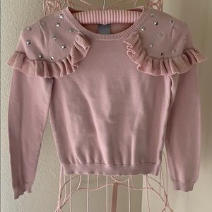 Dusty blush sweater with ruffle/stud detail